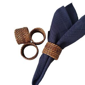 Woven Rattan Round Napkin Rings Set of 4